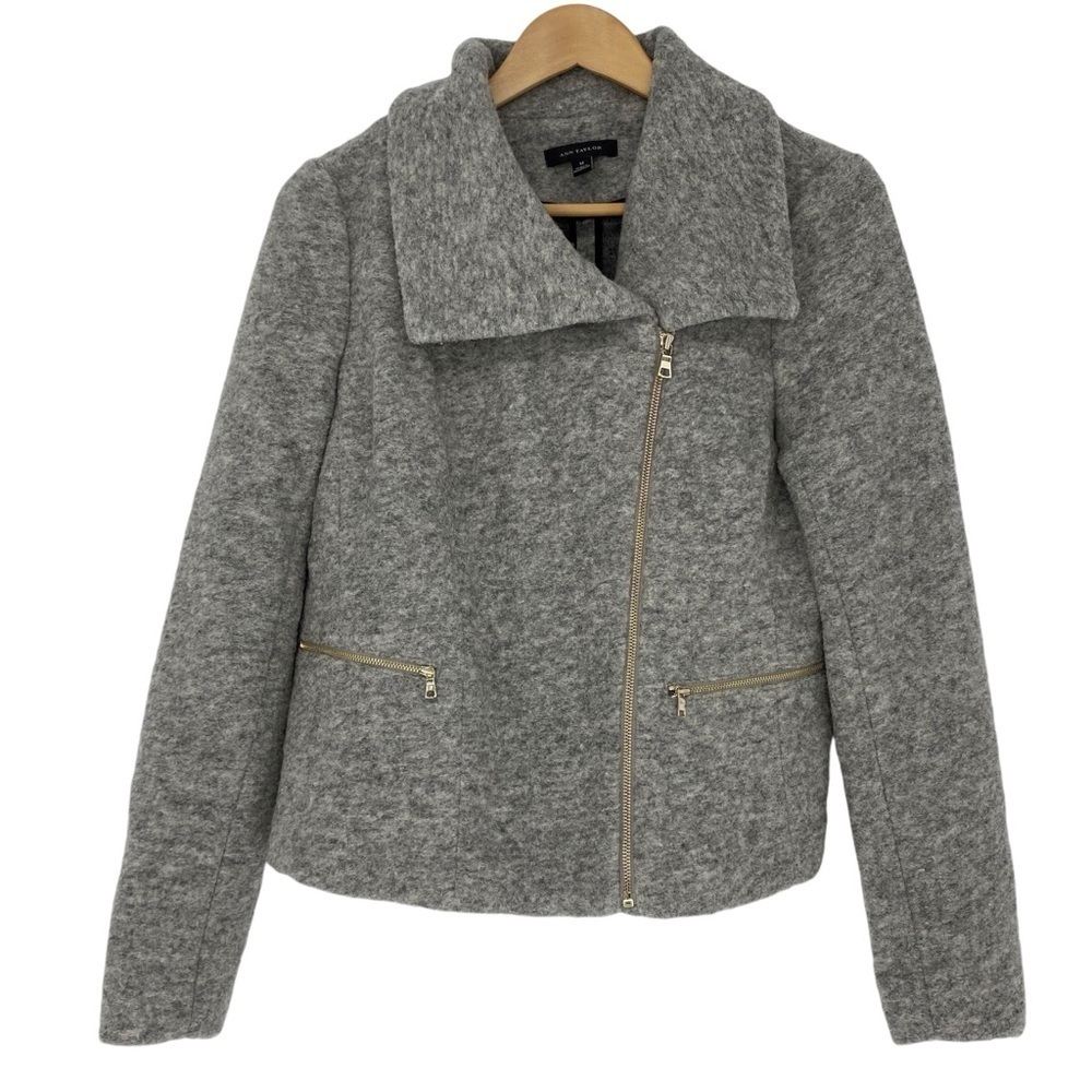 Ann Taylor Wool Blend Zipper Detail and Pockets Moto Jacket Wms sz M